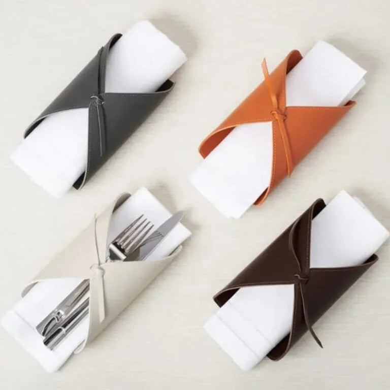 Leather Napkin and Utensil Organiser