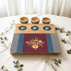 3 Bowl Wooden Snack Platter - Botanical Extravaganza