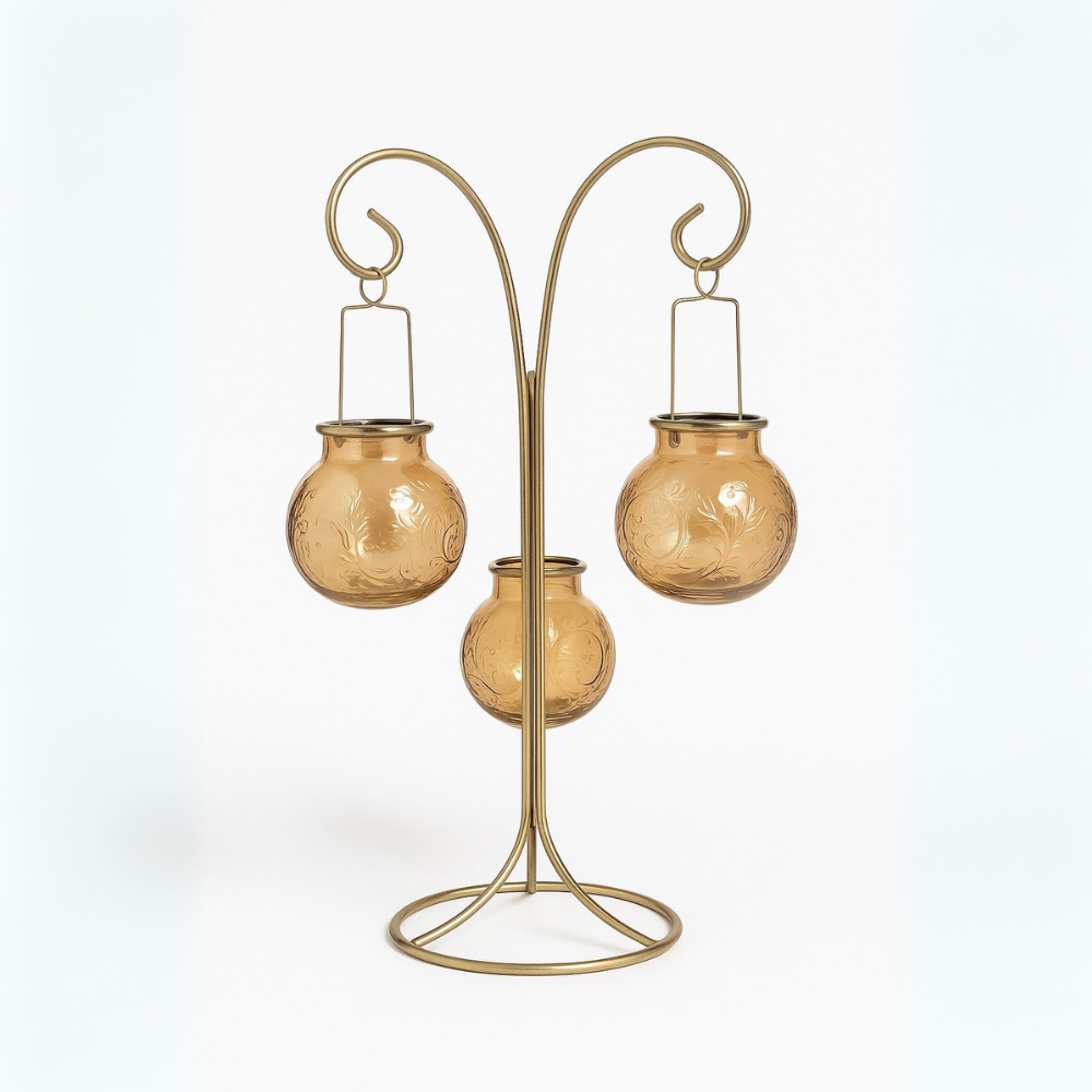 Amber Glow Hanging Lantern Tree