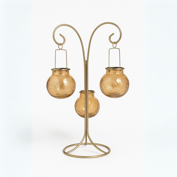 Amber Glow Hanging Lantern Tree