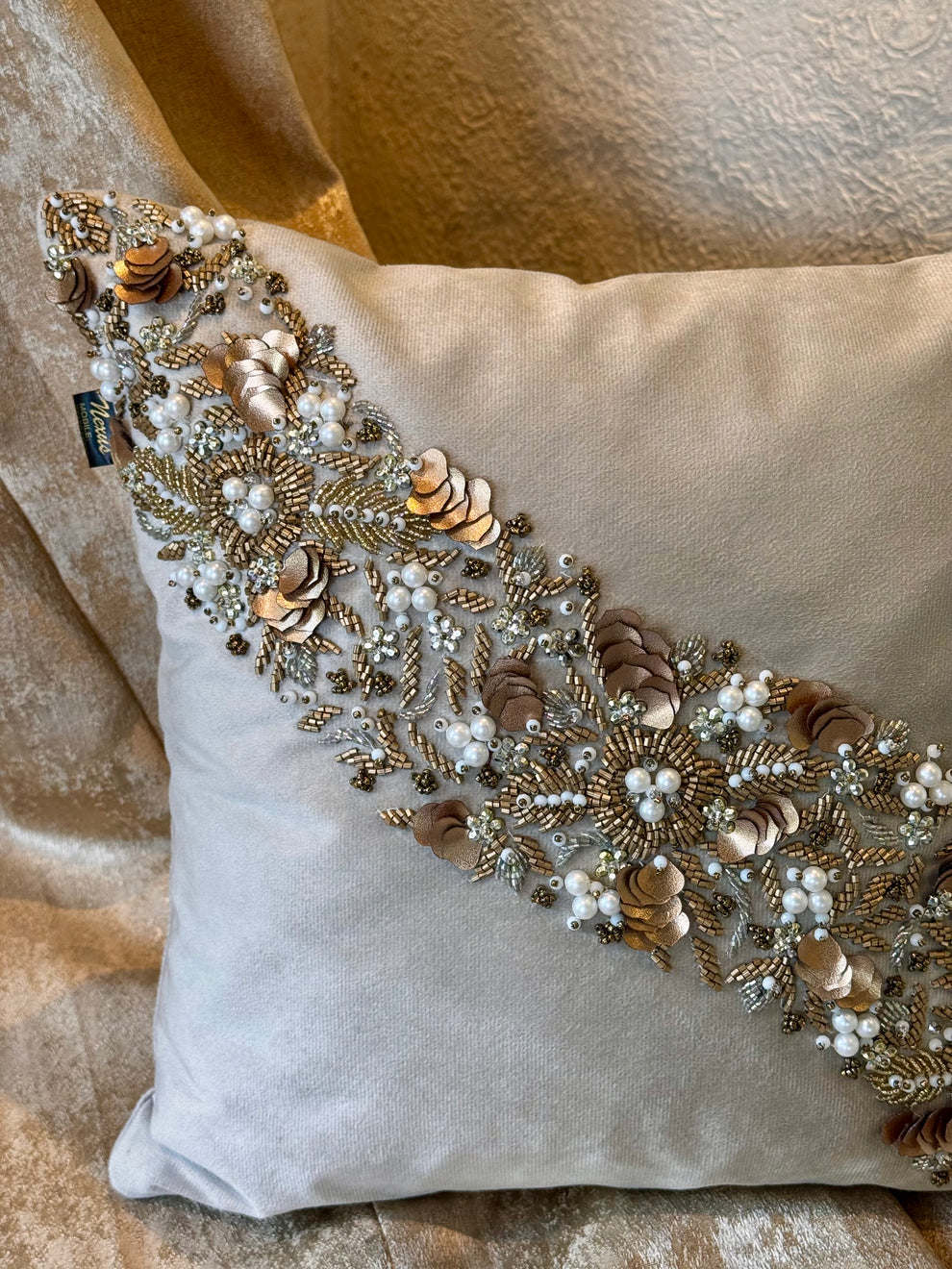 The Gilded Bloom Cushion Cover
