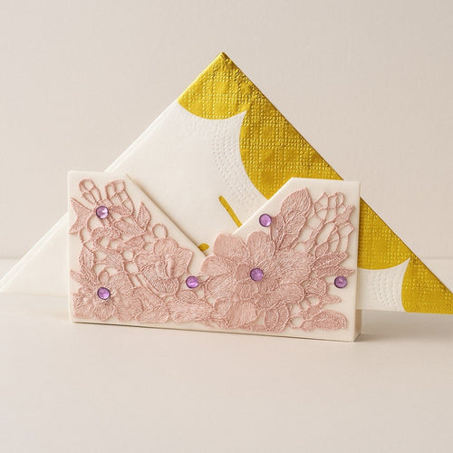 Blush Bloom Lace-Embroidered Tissue Holder