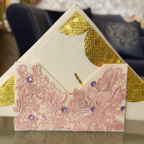 Blush Bloom Lace-Embroidered Tissue Holder