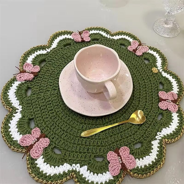 Butterfly Garden Hand-Crocheted Placemat Set