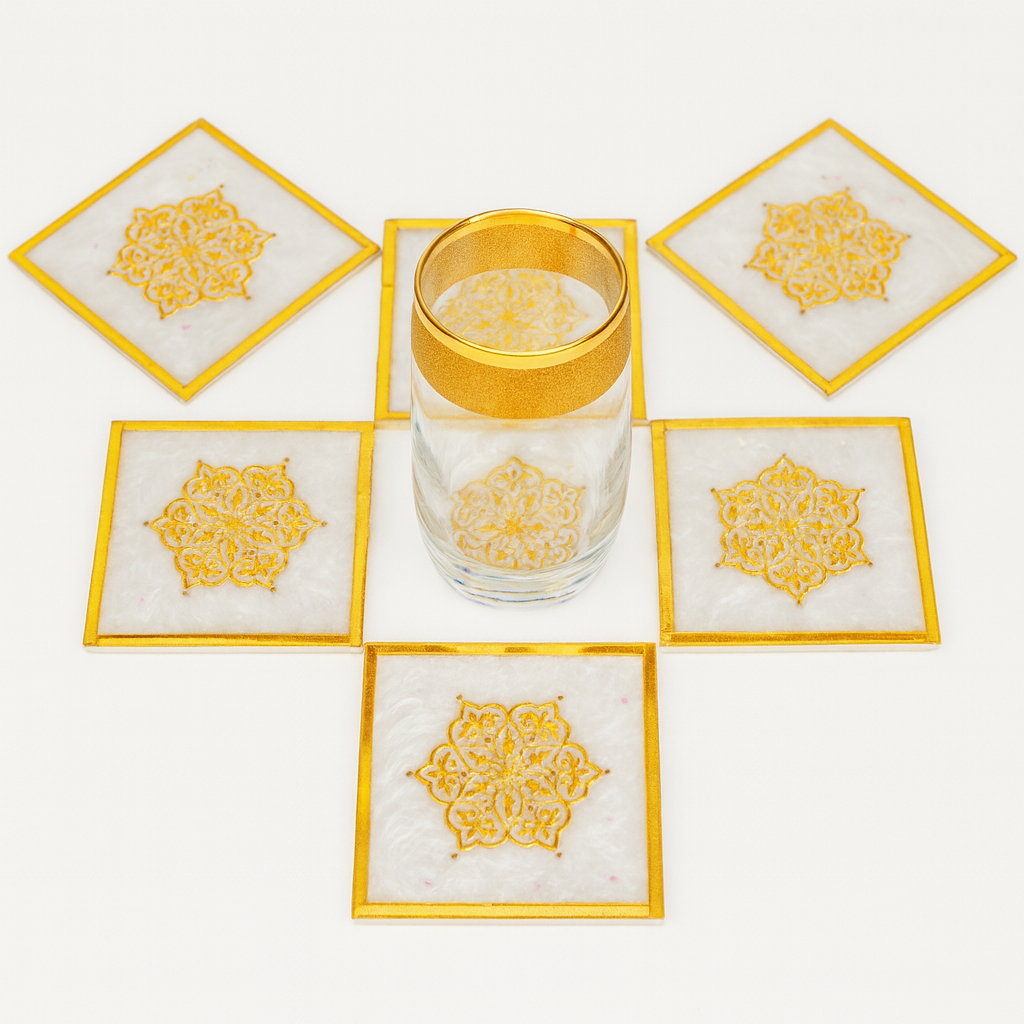 Celeste Gold Frame Coasters