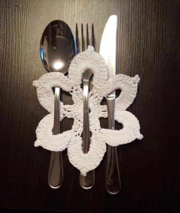 Crochet Cutlery Covers Come Coaster