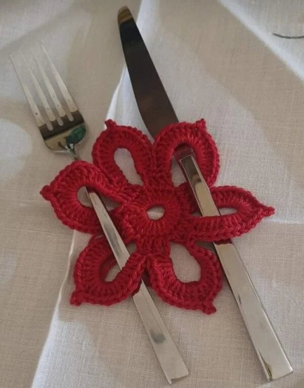 Crochet Cutlery Covers Come Coaster