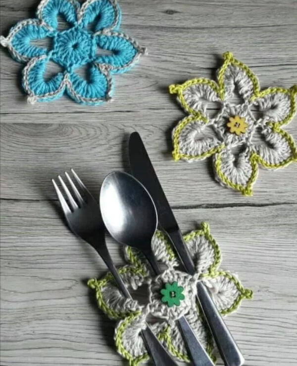 Crochet Cutlery Covers Come Coaster
