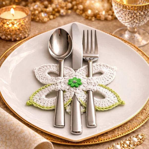 Crochet Cutlery Covers Come Coaster