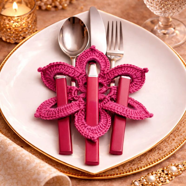 Crochet Cutlery Covers Come Coaster