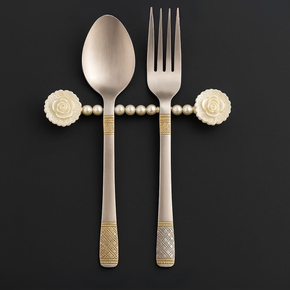 Decorative Pearl & Floral Cutlery Rest