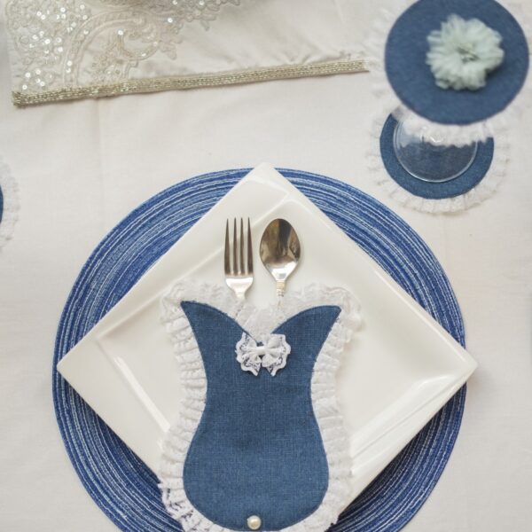 Denim Coaster and Glass Lid Set
