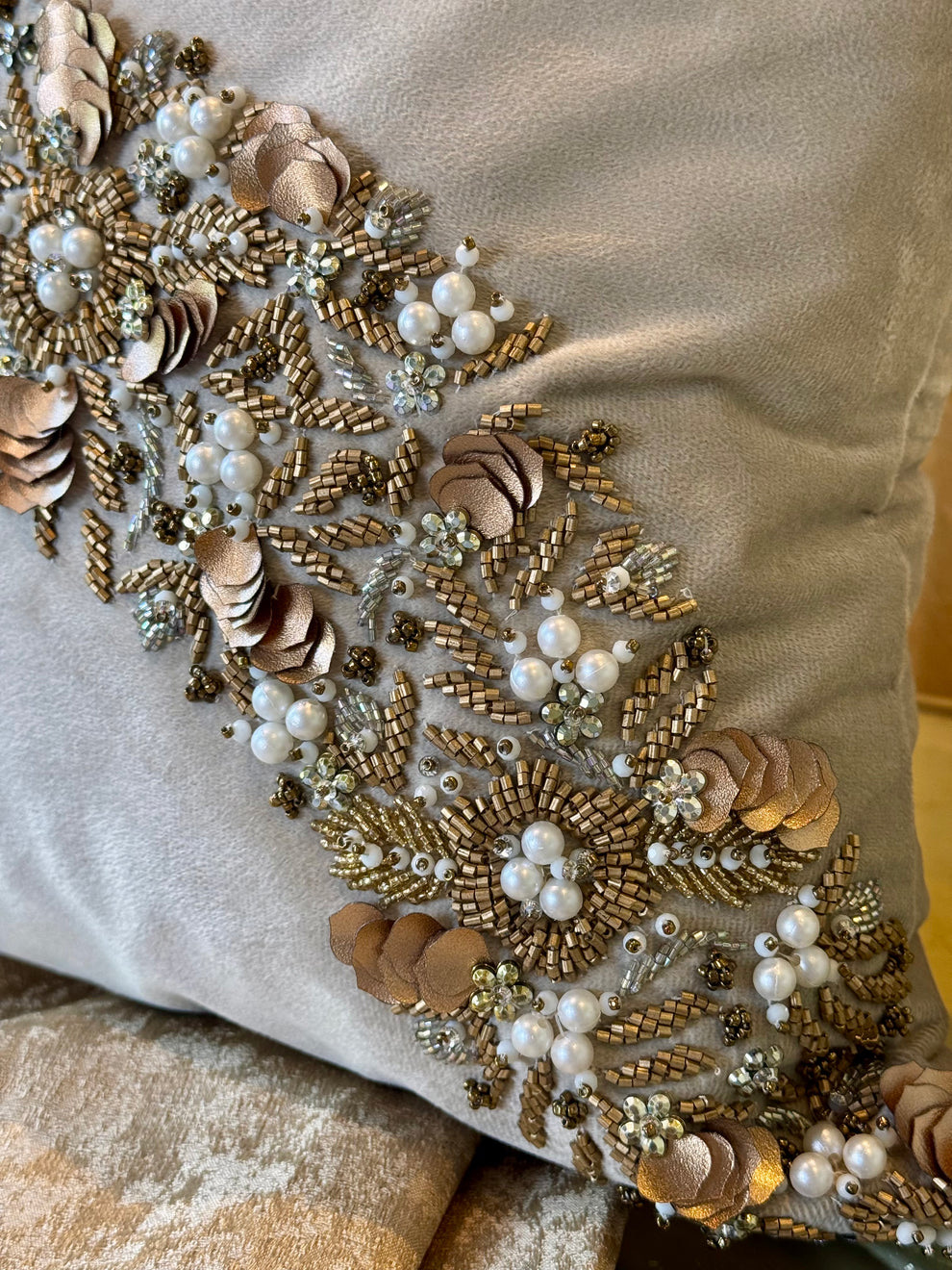 The Gilded Bloom Cushion Cover
