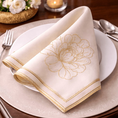 Gilded Blossom Ivory Luxe Napkin