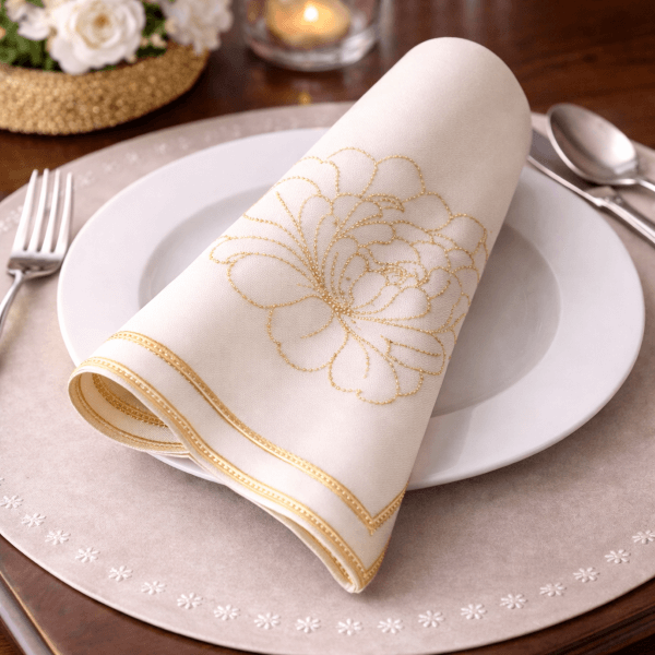Gilded Blossom Ivory Luxe Napkin