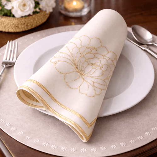 Gilded Blossom Ivory Luxe Napkin