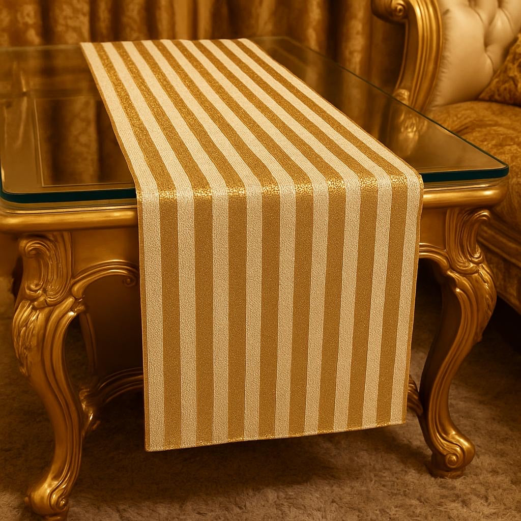 Gold Sequin Stripe Table Runner