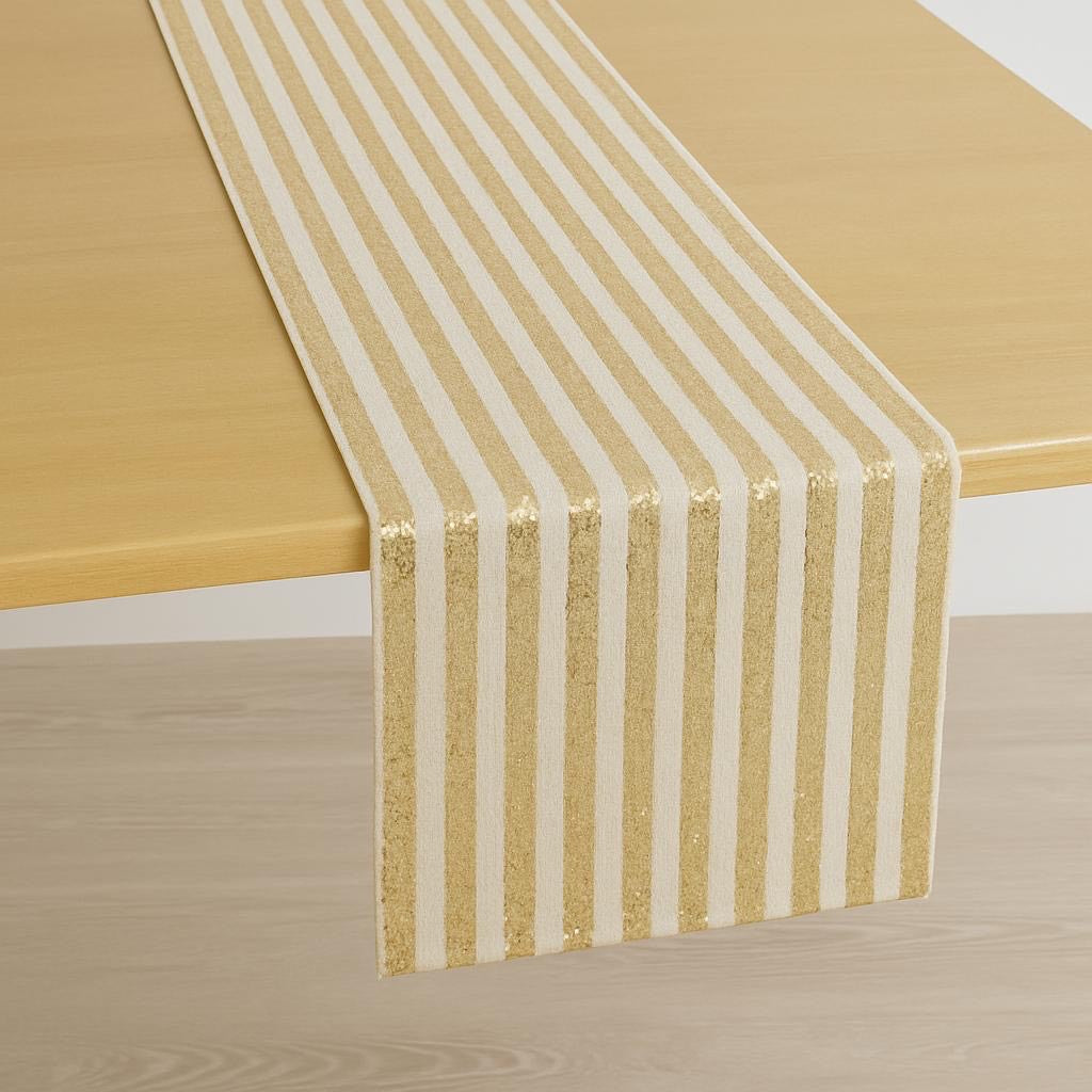 Gold Sequin Stripe Table Runner