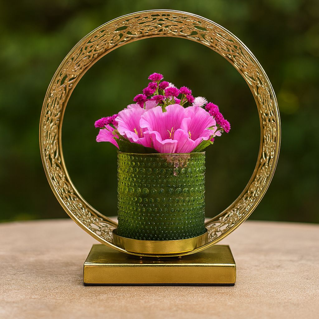 Golden Bloom Filigree Vase