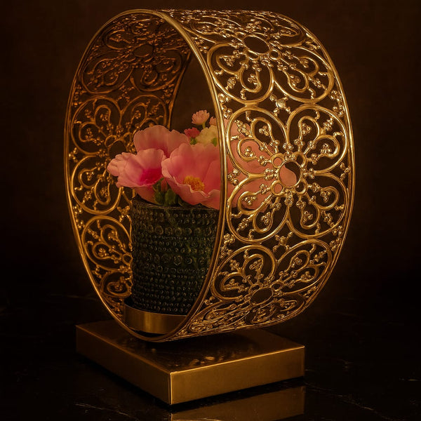 Golden Bloom Filigree Vase