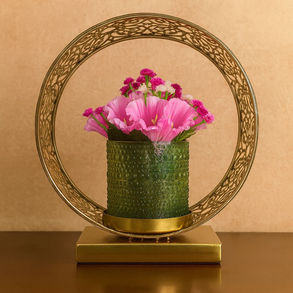 Golden Bloom Filigree Vase