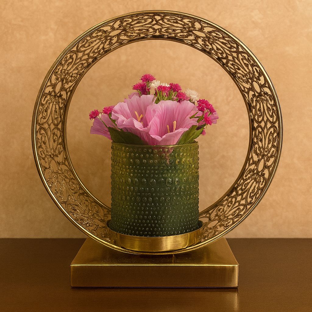 Golden Bloom Filigree Vase