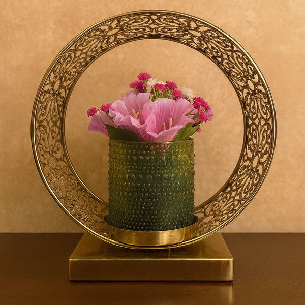 Golden Bloom Filigree Vase