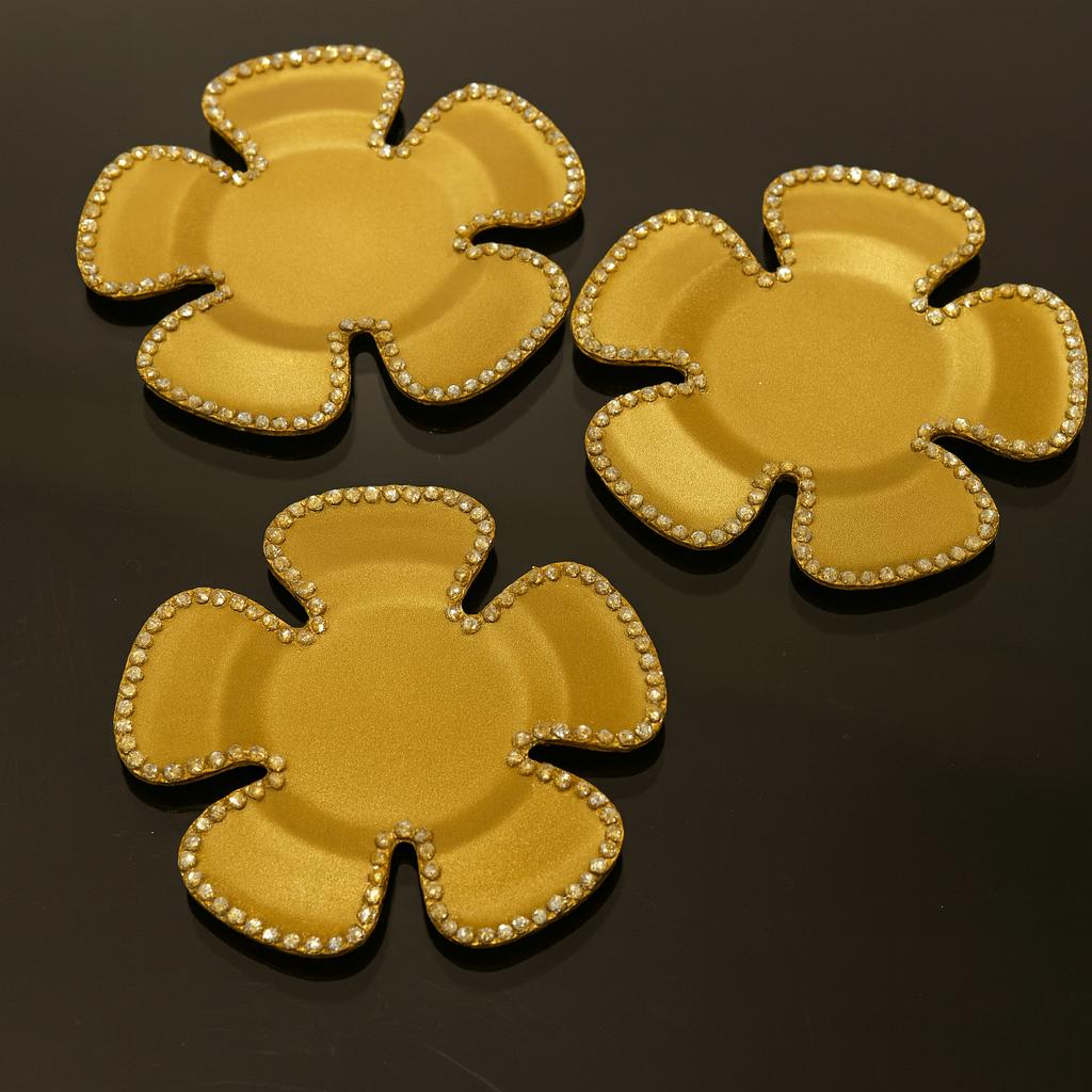 Golden Bloom Glass Coaster Set