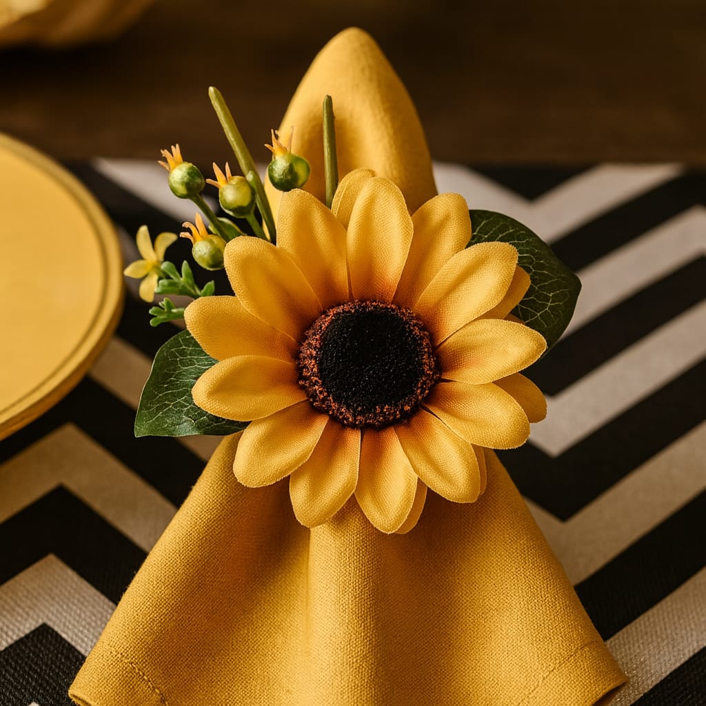 Golden Bloom Sunflower Napkin Rings
