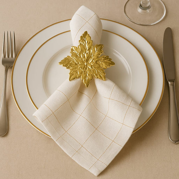 Golden Luxe Leaf Napkin RIng