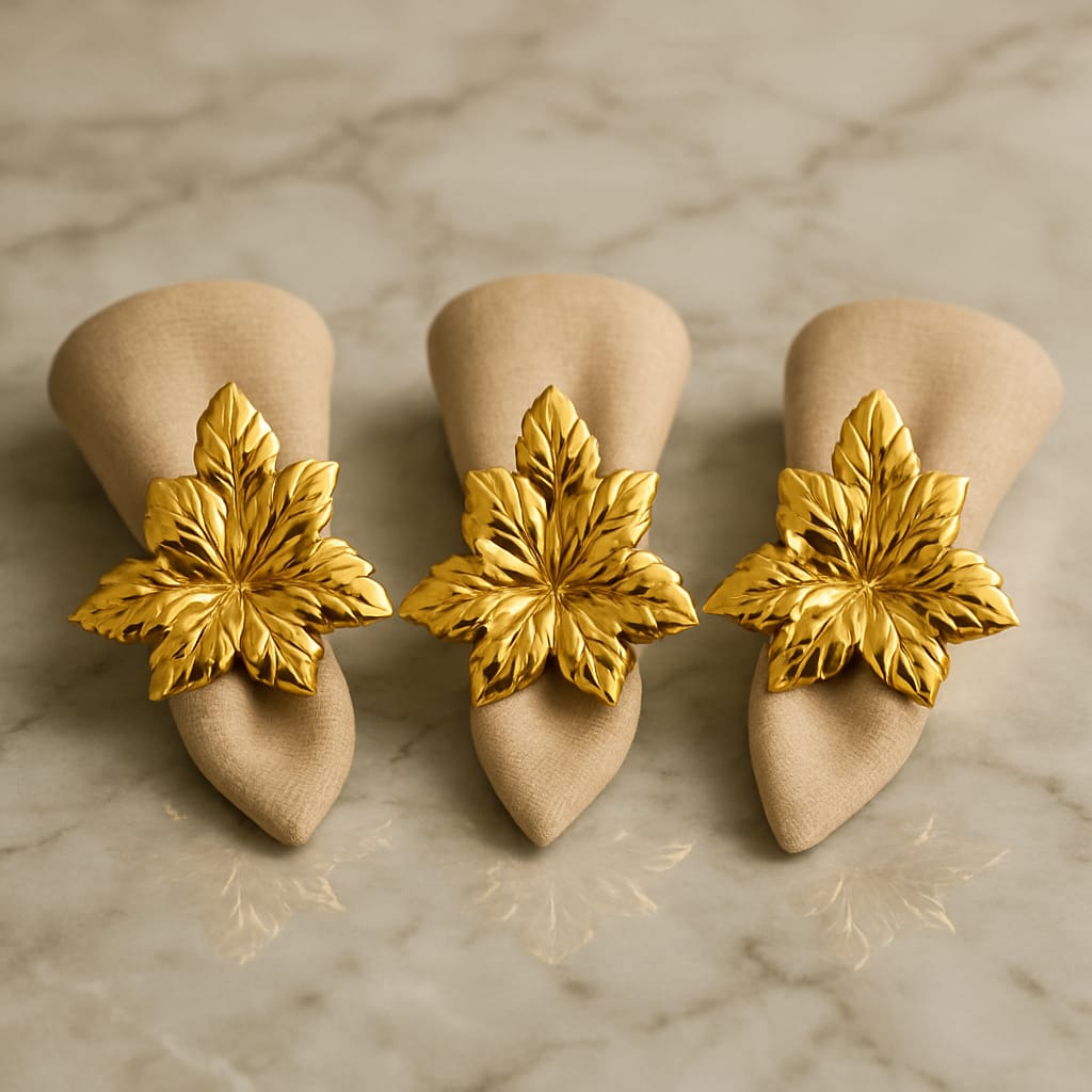 Golden Luxe Leaf Napkin RIng