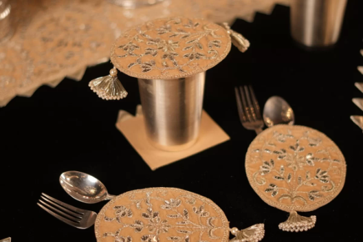 Heritage Charm Embroidered Glass Covers & Coaster