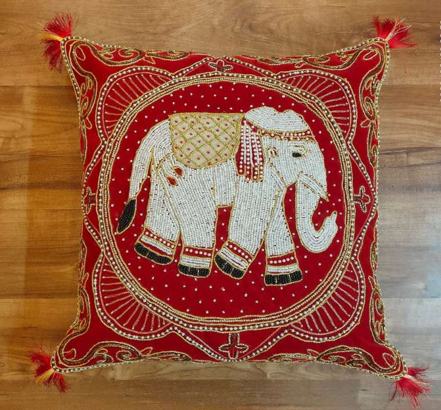 Embroidered Elephant Cushion