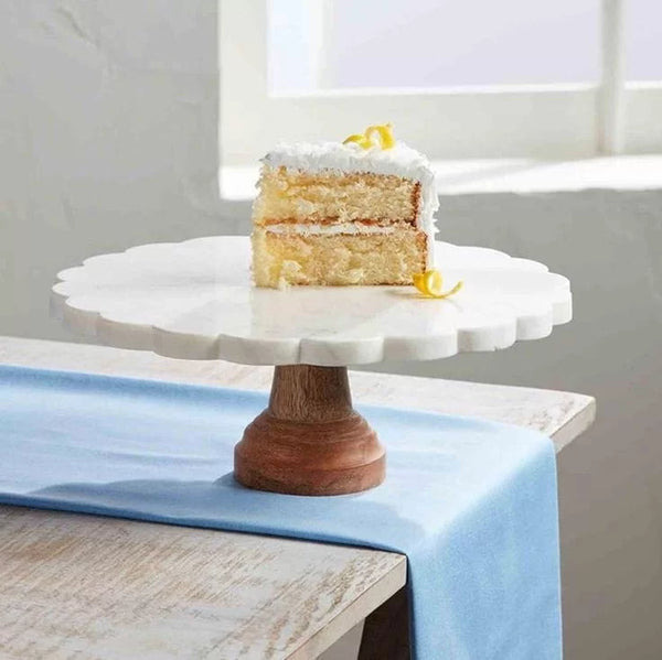 Classic Marble & Wood Dessert Stand