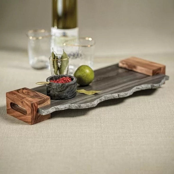 Luxe Stone & Wood Serving Platter