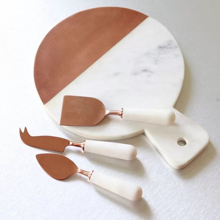 Marble & Copper Cheese Board Set