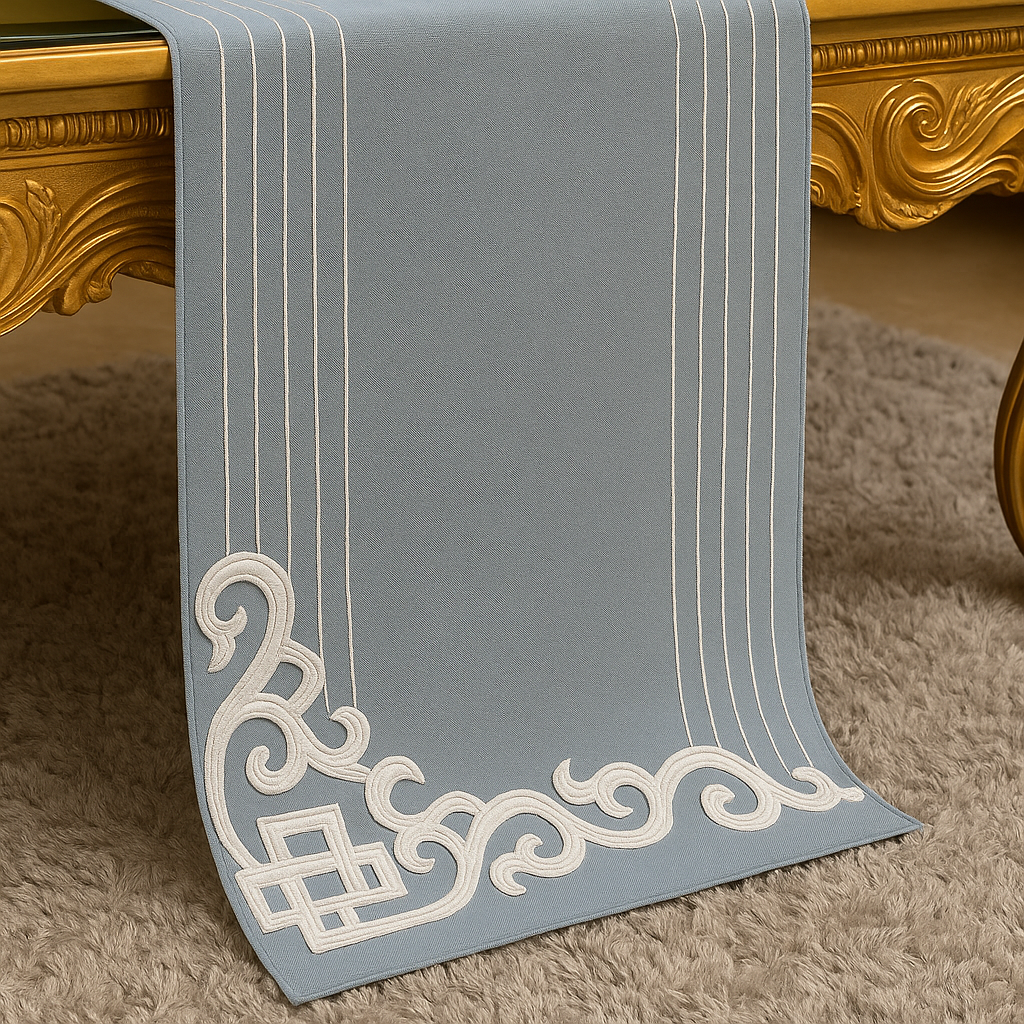 Imperial Azure Embroidered Runner