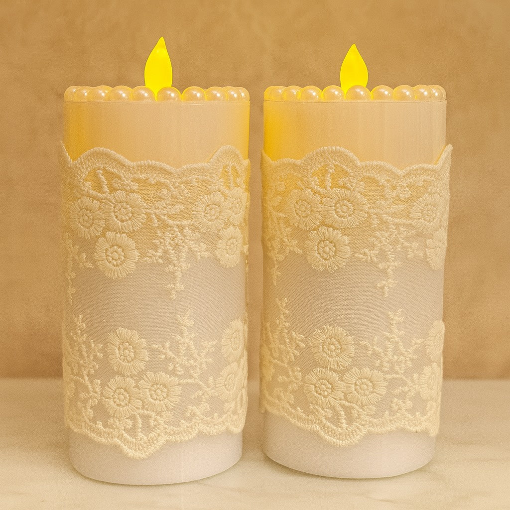 Ivory Muse Pearled Candles