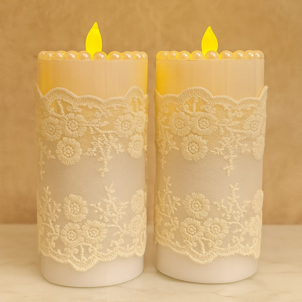 Ivory Muse Pearled Candles