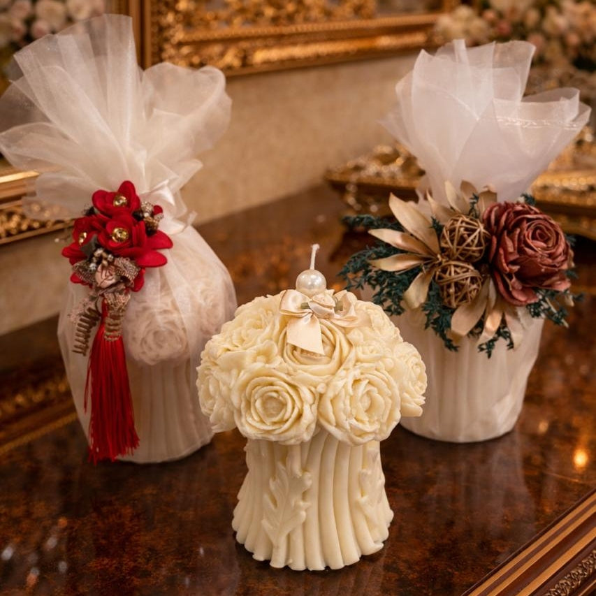 Ivory Rosette Bloom Candle