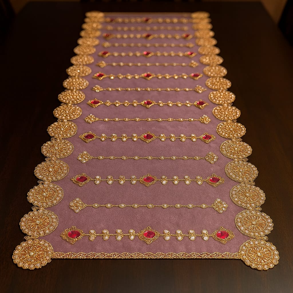 Lavender Royale Beaded Table Runner