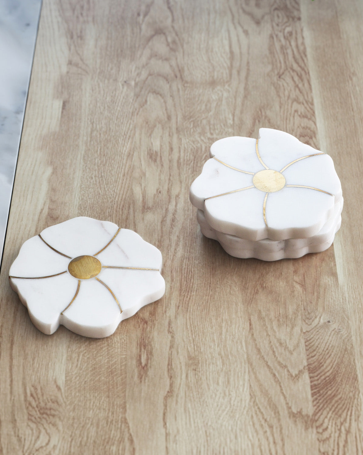 Marble Blossom Coaster Set