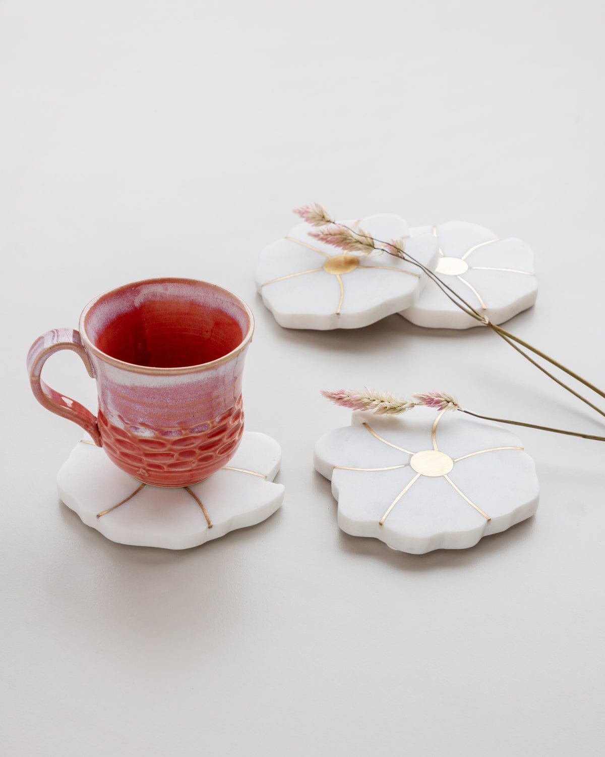 Marble Blossom Coaster Set