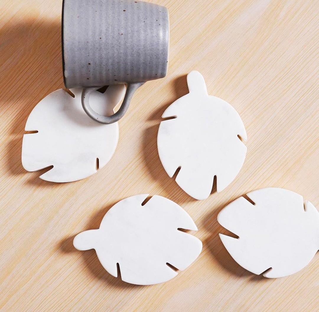 Marble Leaf Coasters