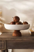 Marble & Wood Pedestal Bowl