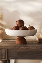 Marble & Wood Pedestal Bowl