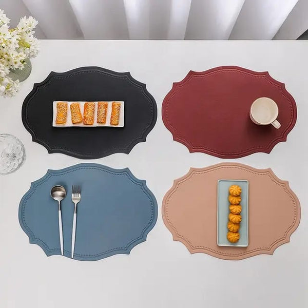Modern Oval Faux Leather Mat