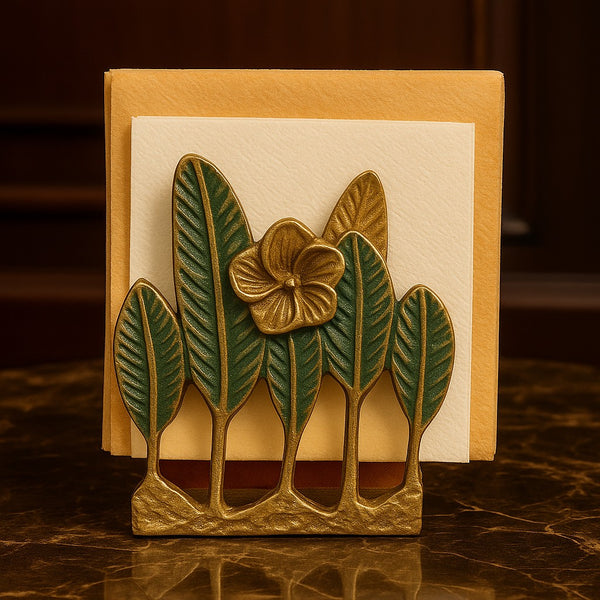 Moss Green & Gold Leaf Tissue Holder