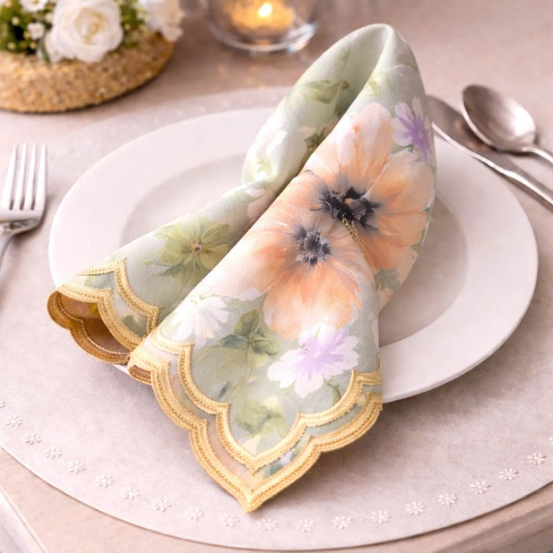 Peach Bloom Scalloped Luxe Napkin