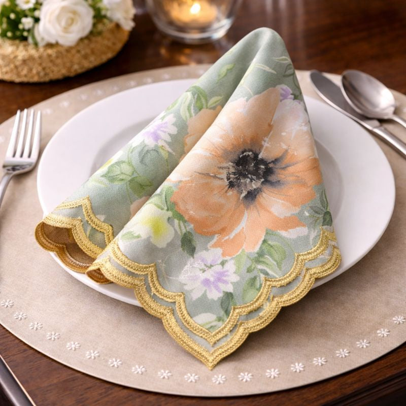 Peach Bloom Scalloped Luxe Napkin
